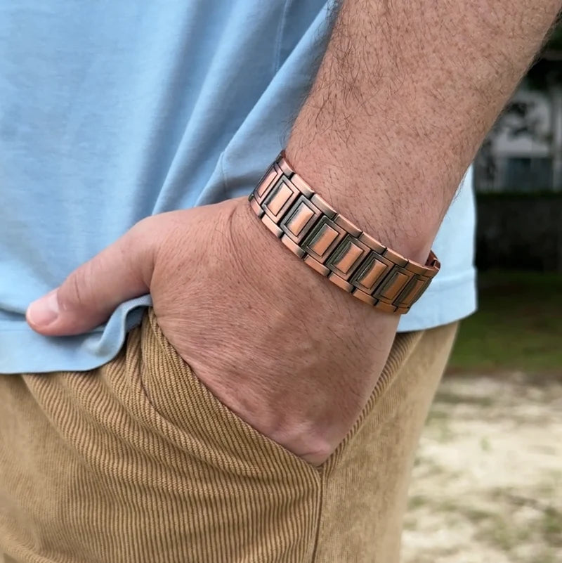 Bracelet Magnétique en Cuivre pour Homme - Triple Puissance