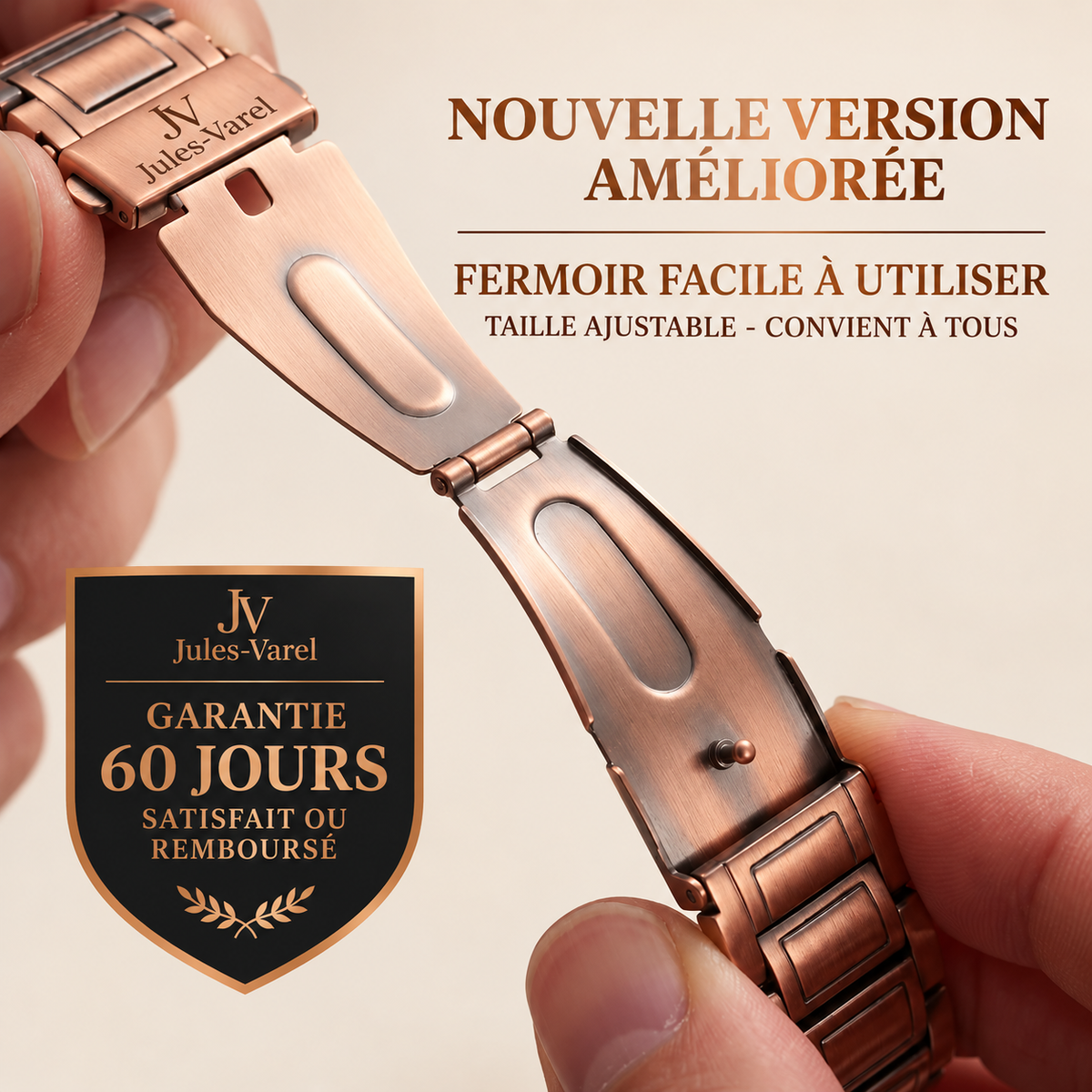 Bracelet Magnétique en Cuivre pour Homme - Triple Puissance